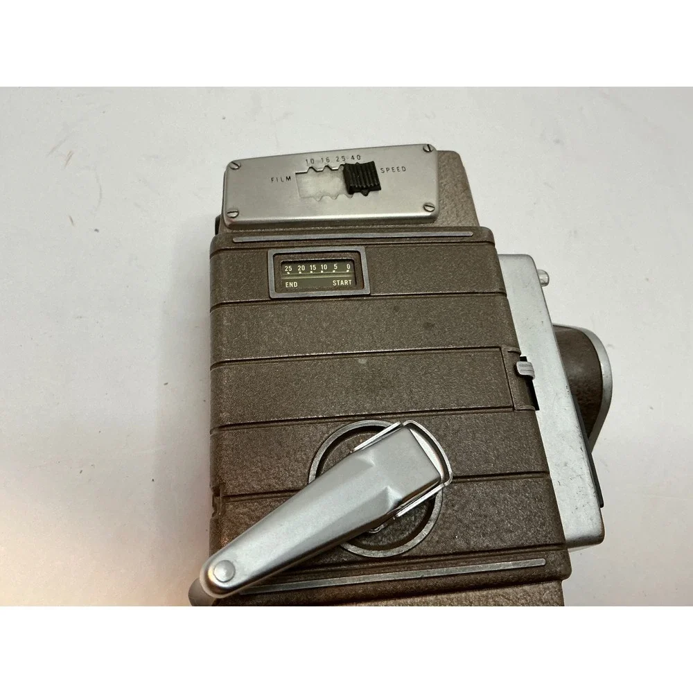 Bell & Howell Vintage 8mm Movie Camera Wind Up Crank Brown Metal Film Prop AS IS